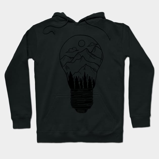 Mountains in a lightbulb creative handdrawn Gift Hoodie by Mesyo